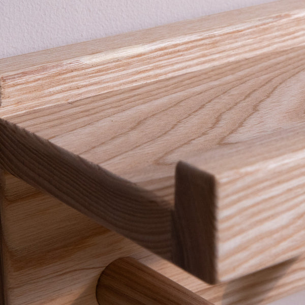 Signature Wall Mounted Shelf With Pegs (Solid Ash)