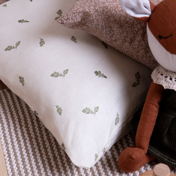 Woodland Leaf Print Linen Cushion