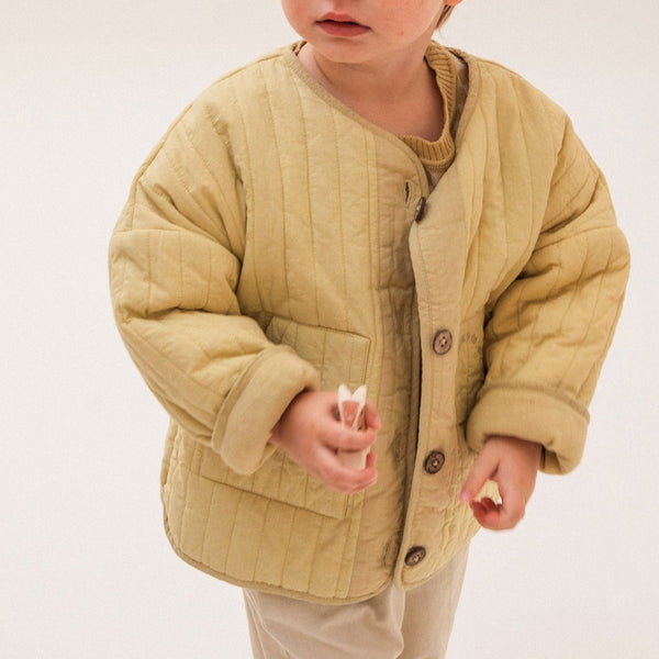 Button-Up Quilted Boxy Jacket (Ochre)