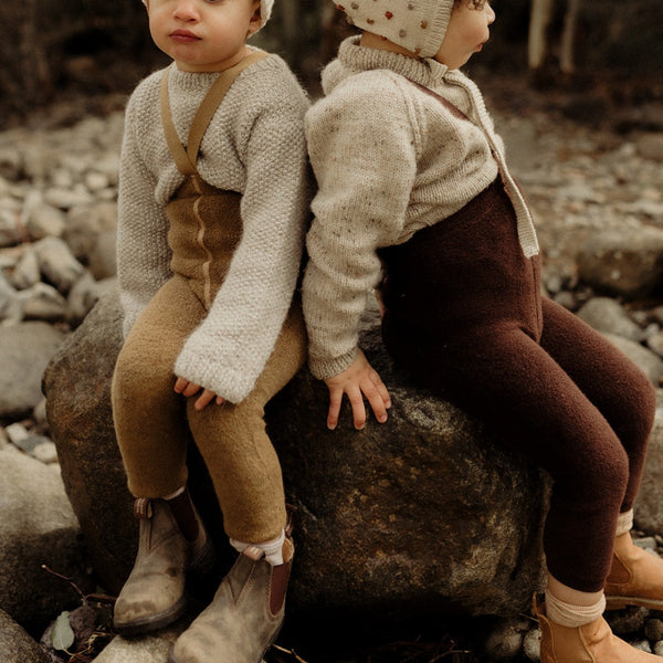 Silly Silas Unisex Teddy Warmy Footless Tights with Braces (Chocolate Brown)