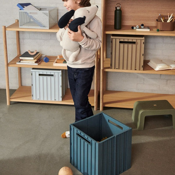 Elijah Collapsible Storage Box with Lid (Whale Blue)