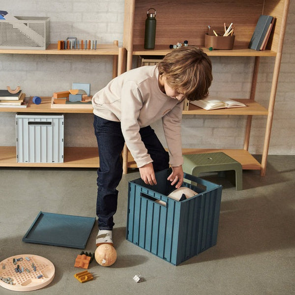 Elijah Collapsible Storage Box with Lid (Whale Blue)