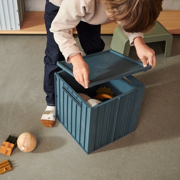 Elijah Collapsible Storage Box with Lid (Whale Blue)