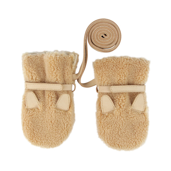 Richy Leather Lion Baby Mittens (Caramel)