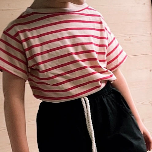 Iro Cotton Breton Stripe Tee (Red)