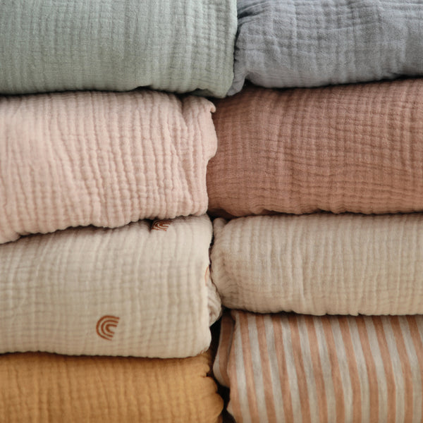 Extra Soft Cotton Small Crib Sheet (Natural Stripe)