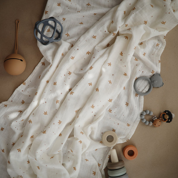 Extra Soft Organic Cotton Muslin Swaddle (Sparrow)