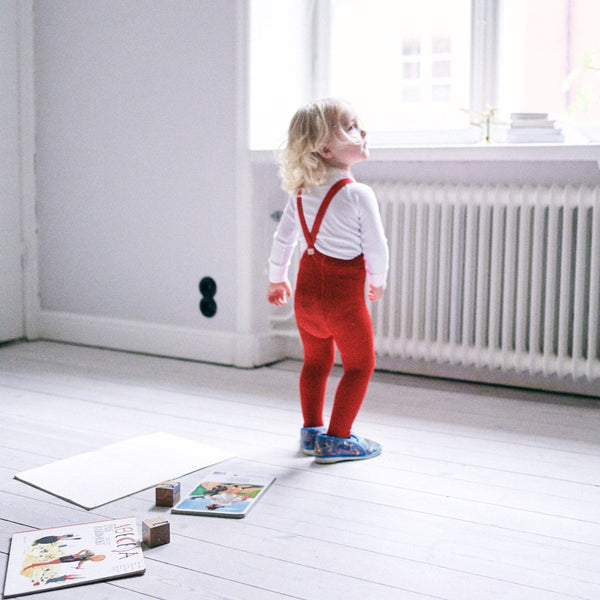 Silly Silas Unisex Rib Tights with Braces (Love Red)