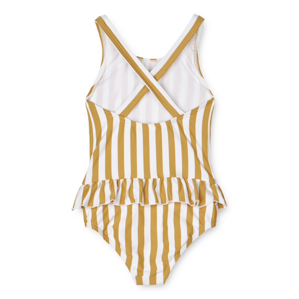 Amara Pinstripe Peplum Swimsuit (Yellow Mellow)