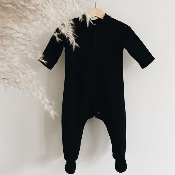 Carlo Organic Cotton Fleece Babysuit (Black)