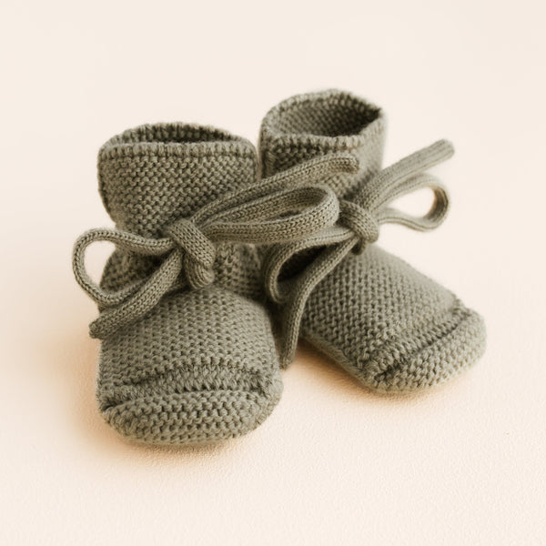 Merino Wool Baby Booties (Artichoke)
