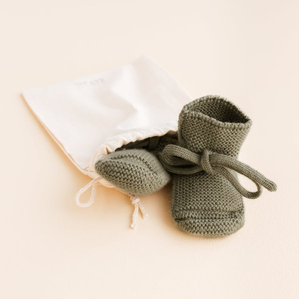 Merino Wool Baby Booties (Artichoke)