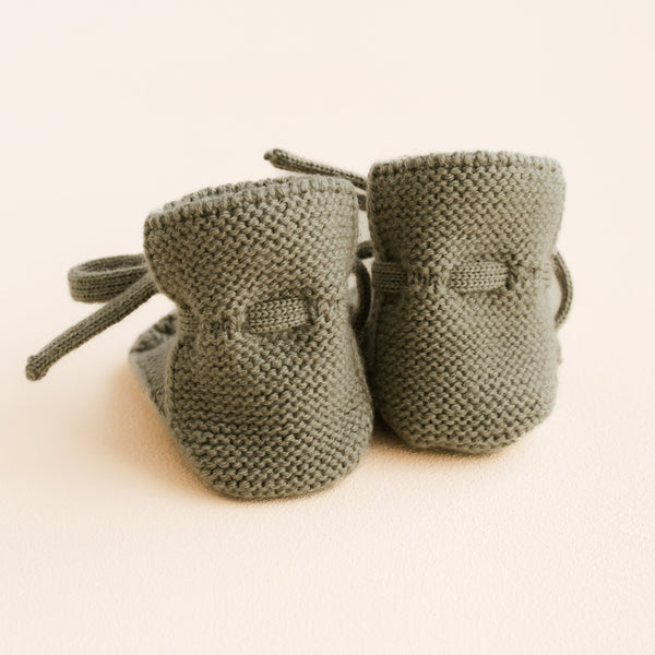Merino Wool Baby Booties (Artichoke)