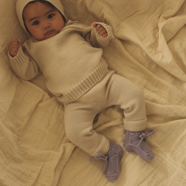 Merino Wool Baby Booties (Lilac)