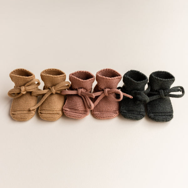 Merino Wool Baby Booties (Terracotta)