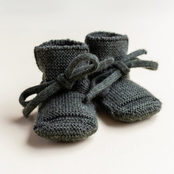 Merino Wool Baby Booties (Pine)