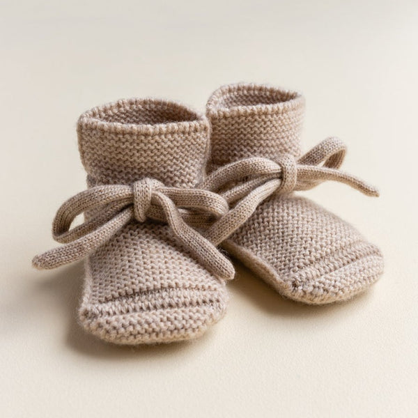 Merino Wool Baby Booties (Sand)