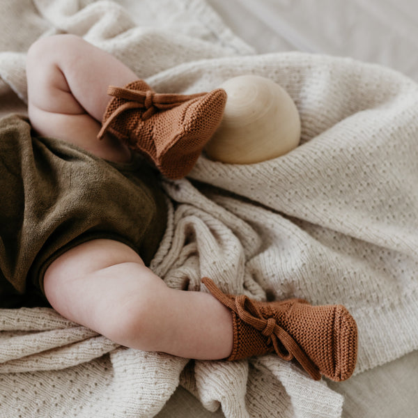 Merino Wool Baby Booties (Terracotta)