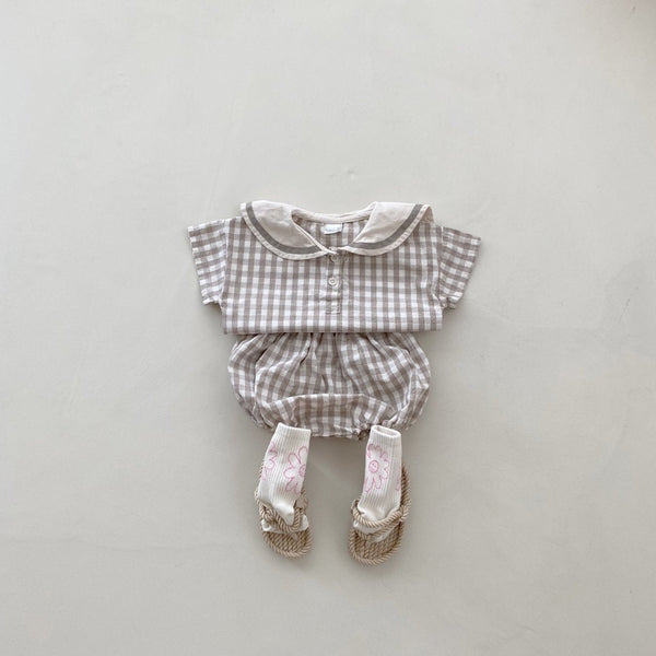 Fenne Baby Top and Bloomer Set (Check)