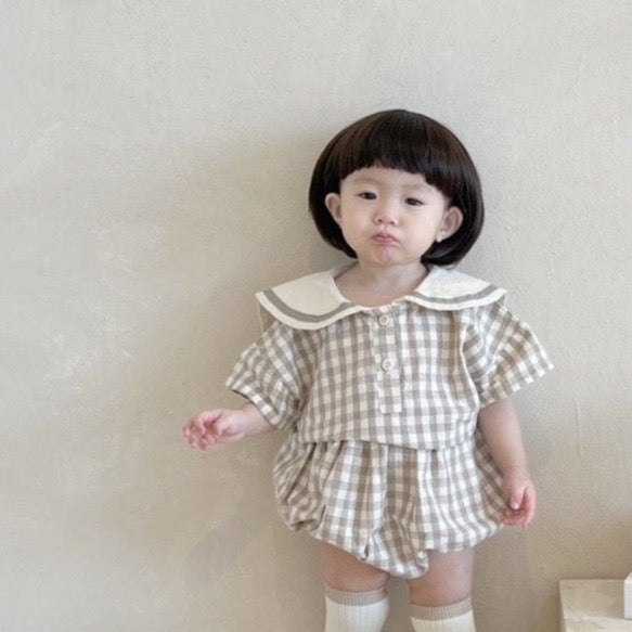 Fenne Baby Top and Bloomer Set (Check)