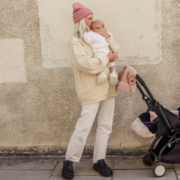 Striped Sheepskin Snuggler (Blue Rose)