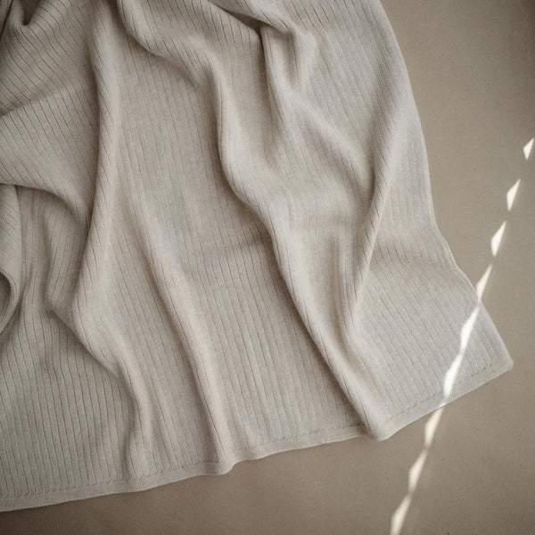 Organic Cotton Knitted Ribbed Baby Blanket (Ivory)