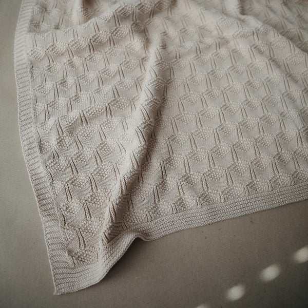 Organic Cotton Knitted Honeycomb Baby Blanket (Beige)