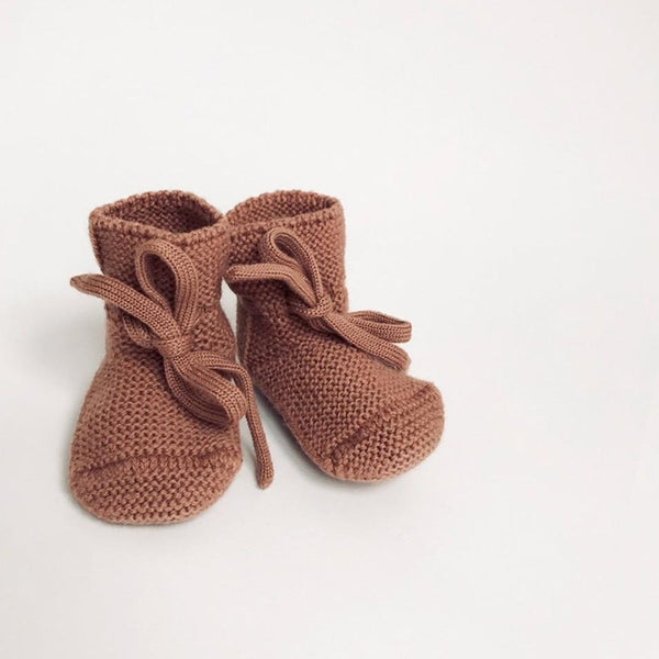 Merino Wool Baby Booties (Brick)