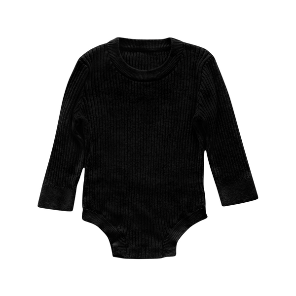 Exclusive Noa Rib Knit Baby Bodysuit (Black)
