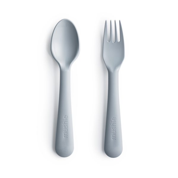 Mushie Fork + Spoon (Cloud Blue Grey)