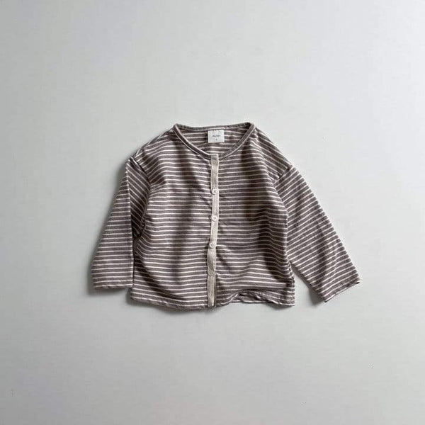Lyle Cotton Jersey Stripe Button Tee (Latte)
