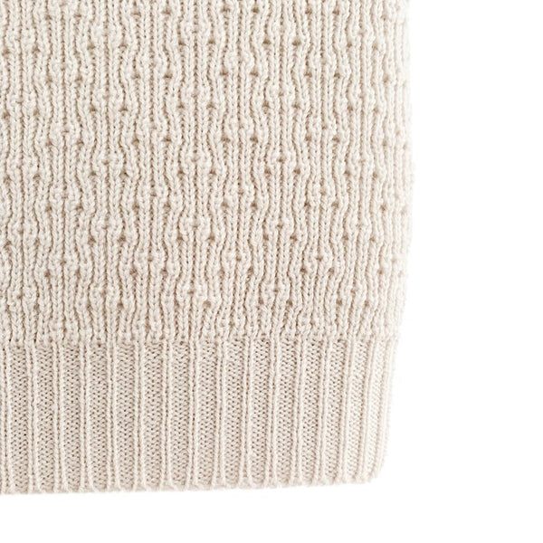 Dora Merino Wool Winter Knit Baby Blanket (Off White)