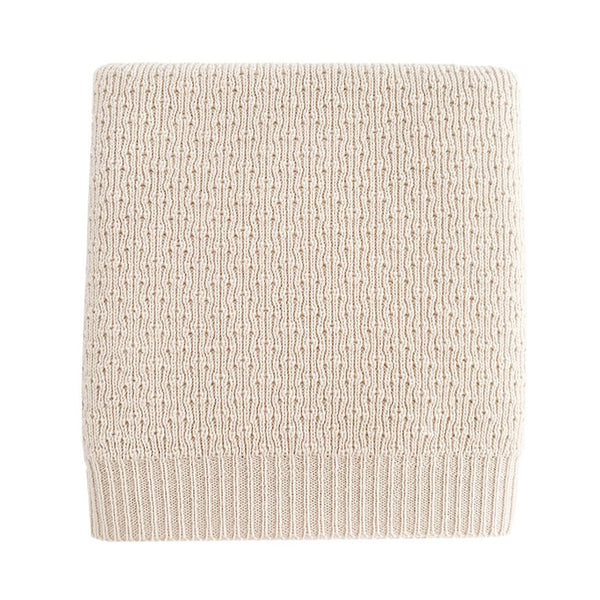 Dora Merino Wool Winter Knit Baby Blanket (Off White)
