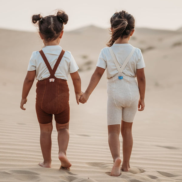 Silly Silas Unisex Shorty Rib Tights with Braces (Cream)