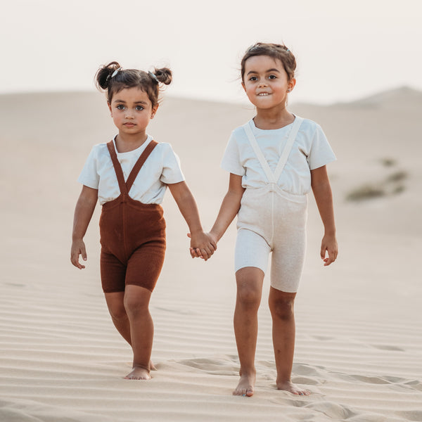 Silly Silas Unisex Shorty Rib Tights with Braces (Cream)