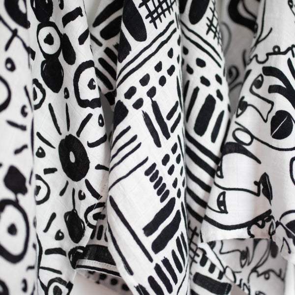 Etta Sensory Drawing Range Muslins 3 Pack (Black & White)