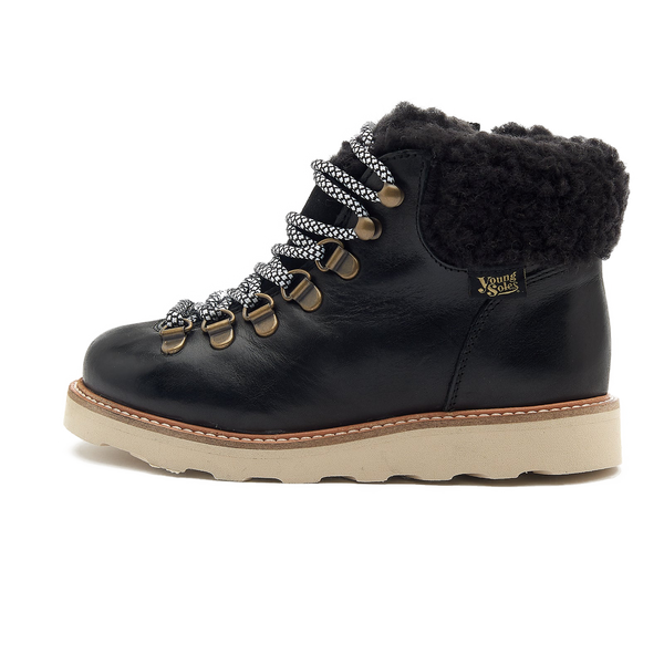 MAMA Eddie Fur Lined Leather Hiking Boot (Black)