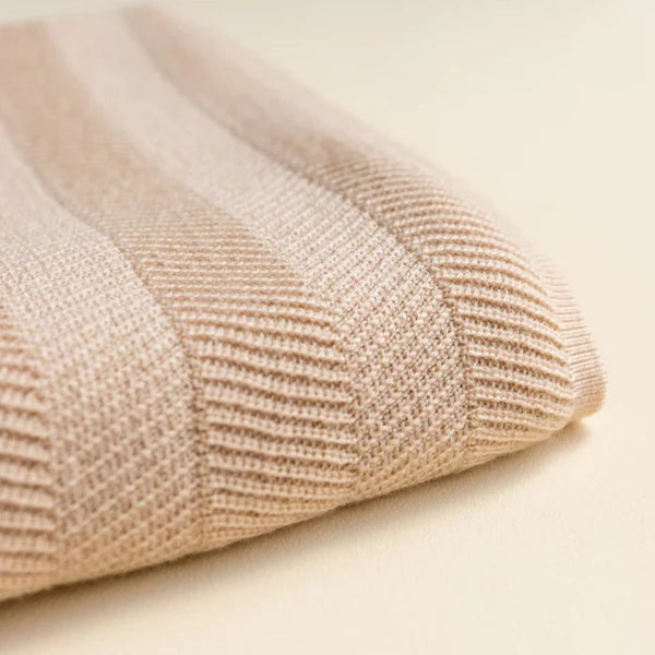 Freddie Merino Wool Knitted Baby Blanket (Oat)