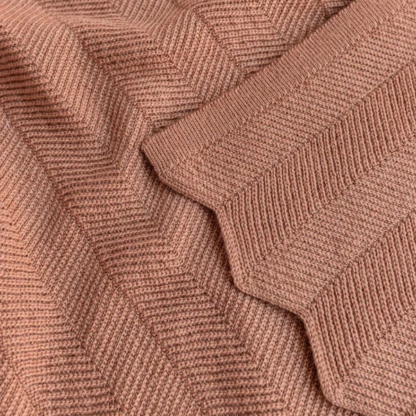 Freddie Merino Wool Knitted Baby Blanket (Terracotta)