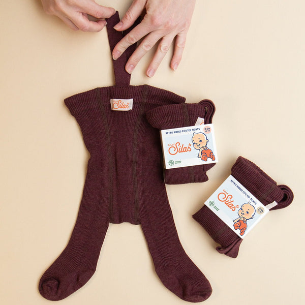 Silly Silas Unisex Rib Tights with Braces (Fig)