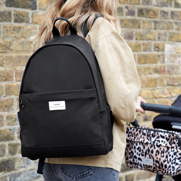 Inge Baby Change Backpack with Leopard Change Mat (Black)