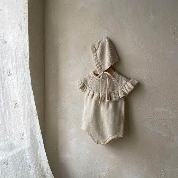 Sia Knit Frilly Romper Suit (Cream)