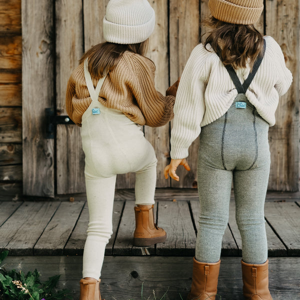 Silly Silas Unisex Footless Woollen Tights with Braces (Cream Blend)