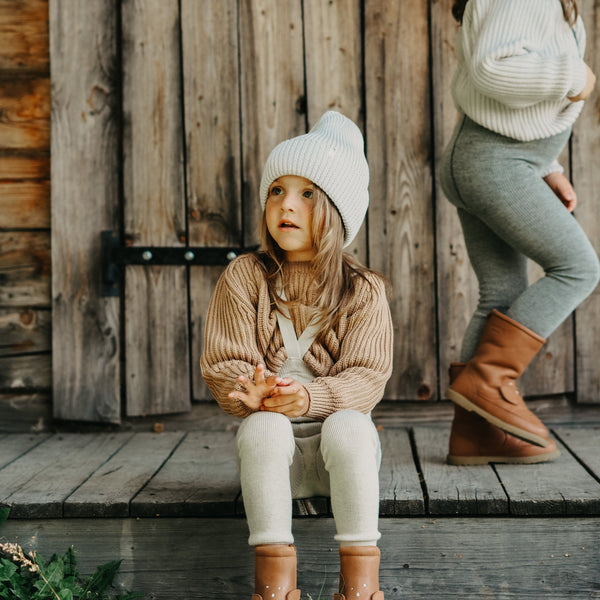 Silly Silas Unisex Footless Woollen Tights with Braces (Cream Blend)