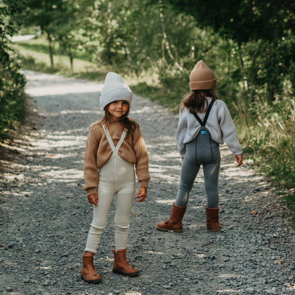 Silly Silas Unisex Footless Woollen Tights with Braces (Cream Blend)