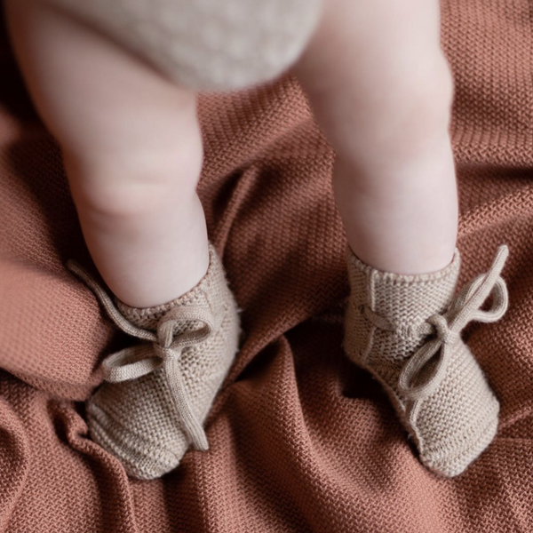 Merino Wool Baby Booties (Sand)
