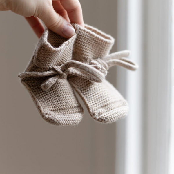 Merino Wool Baby Booties (Sand)
