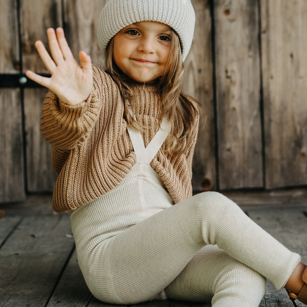 Silly Silas Unisex Footless Woollen Tights with Braces (Cream Blend)