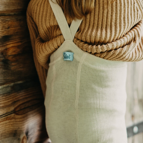 Silly Silas Unisex Footless Woollen Tights with Braces (Cream Blend)