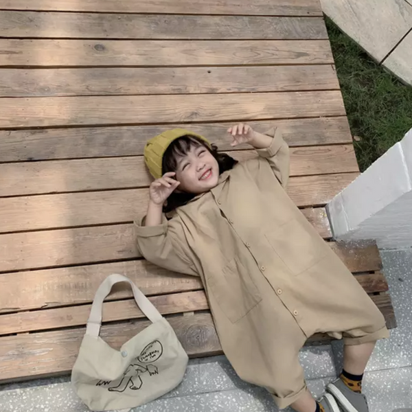 I Love My Mummy Romper Overalls (Khaki Beige)